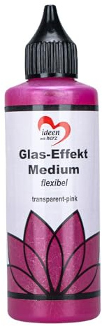 Ideen mit Herz glas-effekt-medium, vattenbas, 12–24 timmars torktid, för glaskonst-utseende (transparent rosa)