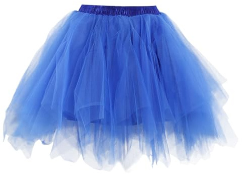 Gonna corta in tulle, da donna, in tulle, per carnevale, carnevale, elegante tutù, costume da danza, costume di carnevale, mini gonna da balletto, Blu, XL