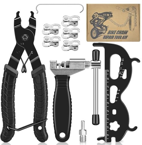 Evilsoul Bike Chain Tool Bike Chain Removal Tool Set with Bicycle Chain Breaker, Chain Pliers, Multifunctional Chain Wear Tool, 5 Pairs Chain Quick Link for 6/7/8/9/10/12 Speed Chain Bike Repair Kit