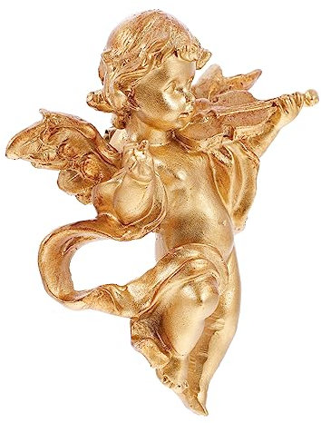 GLEAVI 1pezzi Statua Angelo in Resina Dorata Decorazione Vintage Creazione Per o Scrivania