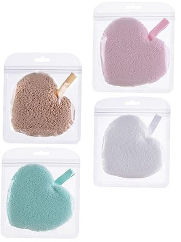 Beaupretty 4pezzi Spugnette Viso Cuore Riutilizzabili Per Struccante e Esfoliazione Morbide Spugne Per Pulizia e Rimozione Trucco Colori Pastello Incluse Adatte Delicata