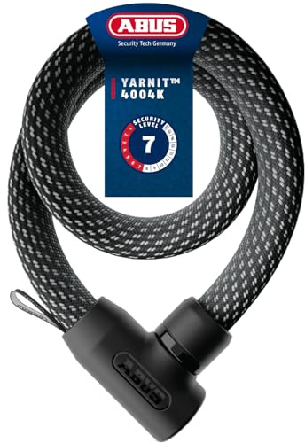 ABUS Chaîne antivol YARNIT 4004K - antivol textile léger pour la sécurité des vélos et des trottinettes électriques - antivol flexible avec niveau de sécurité 7 - longueur 85 cm, noir