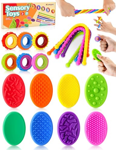 Kizmyee 20 Pièces Fidget Toys Set Anti Stress pour Enfants et Adultes, Jouets Anti Stress Autisme et TDAH, Jouets Sensoriels pour Enfants Fête d'anniversaire
