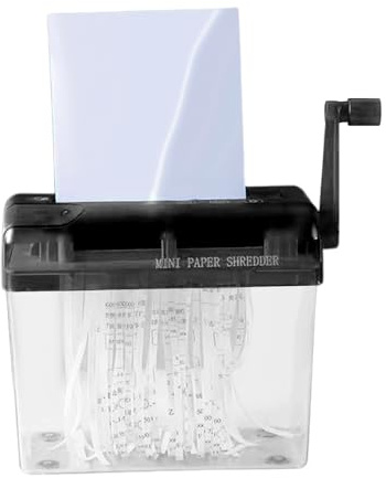 Small Paper Shredder - Manual Document Shredder For Office Desk | Compact Machine Cutting Tool For Stationery Notes Credit Card Receipts Mail Bills Students Office