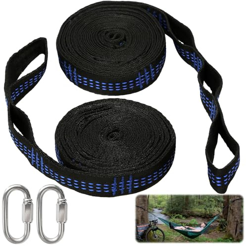 MAIXINNEW Lot de 2 Sangles pour Hamac 3m | Sangles de Hamac Réglables pour Arbre, Sangle de Balançoire avec Mousquetons Robustes pour Camping et Usage Extérieur