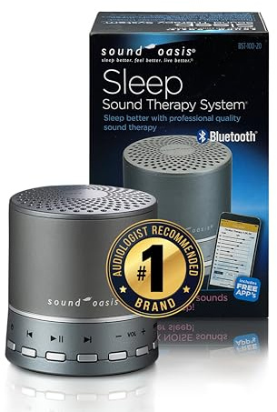 Sound Oasis Bluetooth White Noise Machine – Portable Sound Machine with 20 Non-Looping Nature, Pink & Brown Noise Sounds, Tinnitus Masker for Sleep, Baby, Office & Travel, Rechargeable