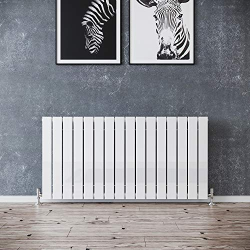 ELEGANT White Horizontal Radiator Single 600 x 1216 mm Designer Radiator Single Flat Panel