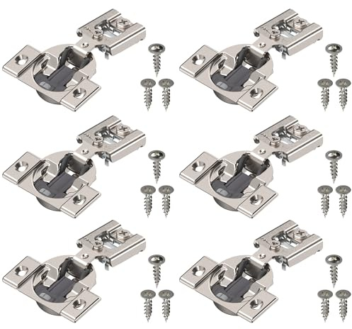 Blum Compact BLUMOTION Hinge (3 Kits), 1/2 Overlay, 105° Opening Angle, Steel, Integrated Soft-Close Hinges for Face Frame Cabinets