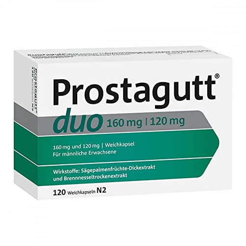 Prostagutt duo 160 mg | 120 mg Weichkapseln – Pflanzliches Arzneimittel zur Verringerung des Harndrangs bei gutartiger Prostatavergrößerung – 120 Weichkapseln
