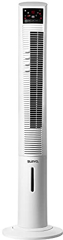 SUPRA MISTRA - Ventilador de torre, nebulizador, ventila, refresca, 3 velocidades, mando a distancia, oscilación, depósito 1.5l, control tactil, blanco