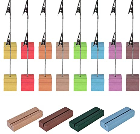 Memo Clip Halter Ständer, 20 Stück Fotohalter mit Klammern, Fotoständer Clip, Büro Memo Clip, Halter Holz Memo Clip, Fotohalter Holz für Hochzeits, Hausdekoration, Büro, Hausdekoration, Party