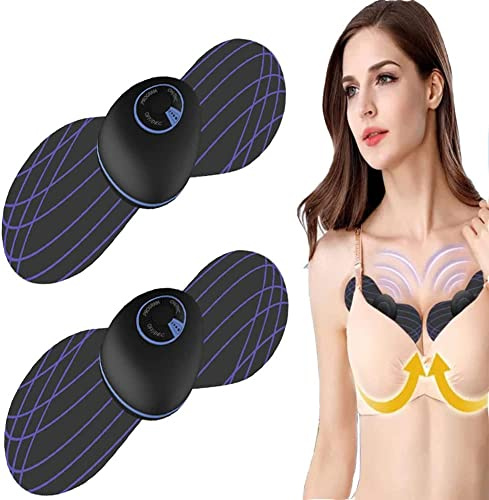PlumpyLift Bröstmikroströmsmassage, USB, trådlös bröstmassör, bärbar elektrisk vibration, bystlyftande förstärkningsmaskin för förstoring, anti-hängning (2 st)