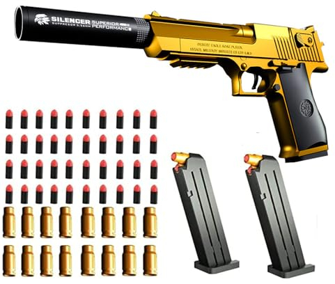 Toy gun with soft bullets,toy gun with ejectable magazine and bullets-1:1 size toy gun with magazine for safety training or play,unique gift