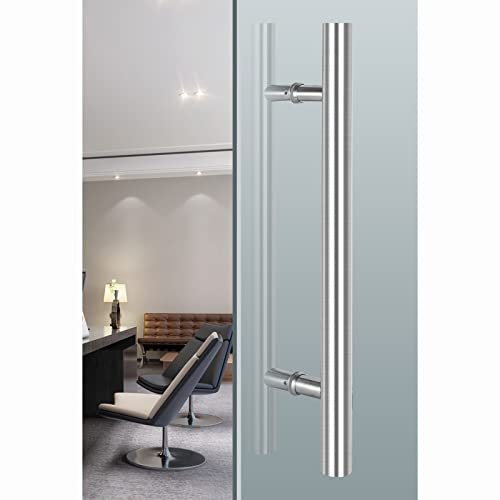 Tirador de puerta de acero inoxidable cepillado, manijas resistentes para puertas de vidrio/madera, herrajes de manija de doble empuje con arandelas (color: esmerilado, tamaño: 180 cm / 70,9 pulgadas