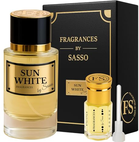 SUN WHITE doft White Sun - FRAGRANCES BY SASSO - lyxig set - parfymextrakt 50 ml + ren essens 3 ml - presentförpackning - C ollection Privee