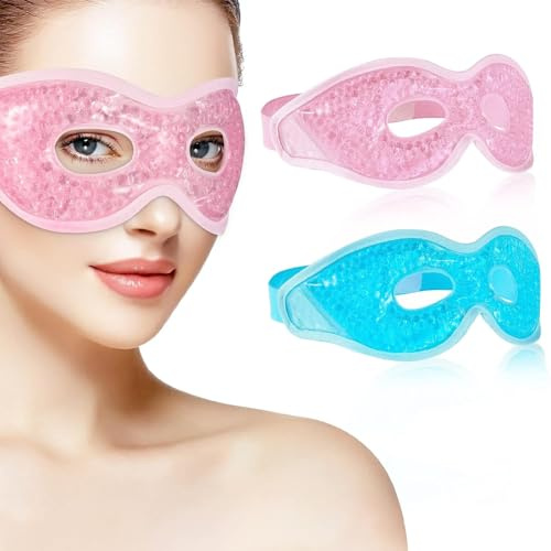 Maschera rinfrescante per gli occhi, 2 pezzi, maschera in gel riutilizzabile per occhi gonfi, terapia del caldo e del freddo, per alleviare l'emicrania, occhiaie e occhi gonfi
