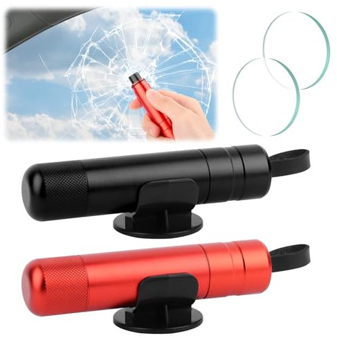 NVIYAM 2 Piezas Martillo de Emergencia Coche, 2 en 1 Rompe Cristales y Cinturones, Herramienta de Escape de Emergencia, Martillo Rompecristales de Emergencia Portátil para Automóviles, Autobuses