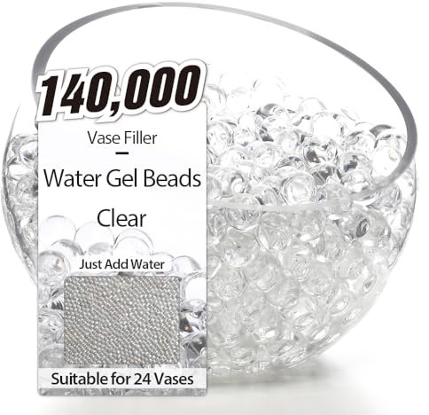 NOTCHIS 140,000 Clear Water Gel Beads for Vases, Transparent Water Gel Beads for Vase Filler, Candles, Wedding Centerpiece Floral Decorations