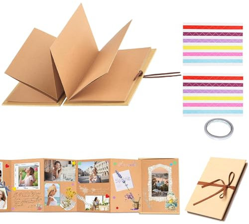 ERBO Fotoalbum zum Selbstgestalten (17,5x11,5cm), Fotoalbum Klein Fotoalben, DIY Scrapbook FotobuchKann als Abschluss Geschenk, Geburtstagsgeschenk, Hochzeitstagsgeschenk (34 Seiten, Hellbraun)