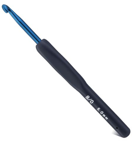 BUOKKON 5 mm Crochet Hooks, Crochet Needle, Ergonomic Soft Grip Handle Crochet Hook for Arthritic Hands, Knitting Needles for Beginners, Adults and Crafters