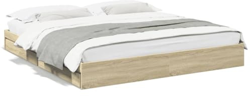 Hommdiy Betten mit Schubladen,Holzbett Stauraumbett Bettgestell mit Lattenrost Sonoma Eiche,180 x 200 cm