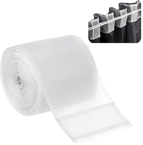 JOZMMZEOOA Wave Curtain Tape White 3.93 in x 393.7in White Pencil Pleat Curtain Header Tape Detachable Mesh Translucent Wave-Effect for Home Decor Projects