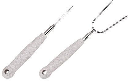 POPETPOP 2piezas Tenedor De Barbacoa De Acero Inoxidable De Tenedor Flexible Doble y Simple para Asar Al Aire Accesorios De Parrilla para Camping y BBQ