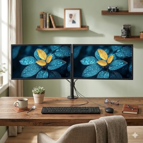 COMPUCLEAR HP Mini PC Dual Monitor Bundle - Intel i5-6500T 8GB RAM 256GB SSD, 2x 24” ViewSonic FHD LCD Monitors, Dual Arm Mount & Mini PC Bracket, Windows 11 Pro, Keyboard & Mouse (Renewed)