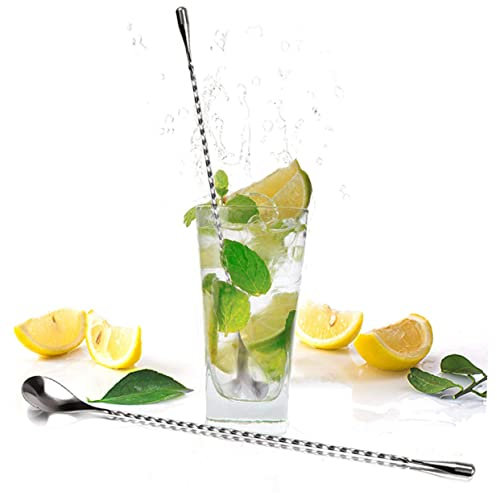 Ciieeo 2Pièces Cuillères à Mélanger Acier Inoxydable pour Cocktails Cuillères à Bar Long Manche Réutilisables Résistantes Chaleur
