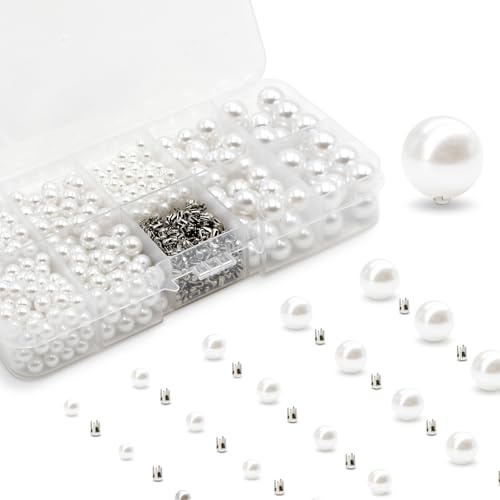 1670 perlas de imitación con tachuelas remachadas, accesorios incrustados para máquina de abalorios, ABS, proceso sin agujeros, herramientas de bricolaje, color blanco