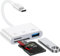 3 in 1 SD Card Adapter – USB C SD Card Reader – Type C to Micro SD/USB Adapter – Memory Card Reader for iPhone, iPad, MacBook, Galaxy, Laptop (White)