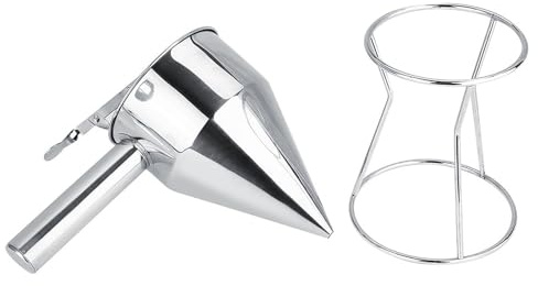 Rankomu Entonnoir à Piston en Acier Inoxydable 600ml avec Support | Mini Entonnoir de Cuisine Professionnel pour Crêpes, Pâtisserie et Gâteaux | Distributeur de Pâte Précis