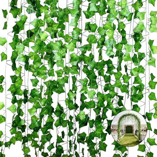 16 guirnaldas de hiedra artificial, 200 cm, planta artificial, cortina decorativa, plantas artificiales, hojas colgantes, guirnalda de hiedra falsa, guirnalda de hiedra verde, para cocina, boda