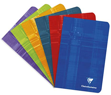 Clairefontaine 63602C Un Carnet Agrafé - 11x17 cm - 96 Pages Petits Carreaux - Papier Blanc 90 g - Couverture Carte Pelliculée Couleur Aléatoire