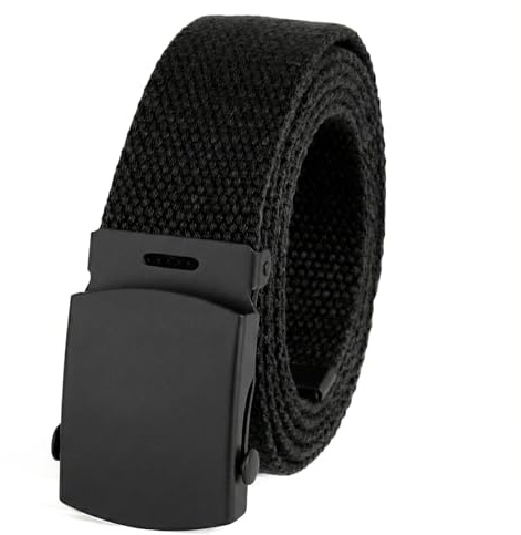 BC Belts Canvas Web Belt Military Style with Black Buckle and Tip 56 Long Many Colors (Black)