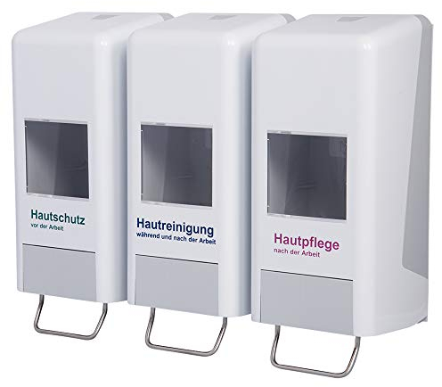 Dispenserbatteri/mjuk flaskdispenser, tridispenser i 2 färger, färg: grå-vit