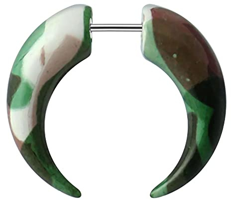 Monster Piercing Tribal Circulaire Camouflage Pattern UV Acrylique avec Calibre 16 316L Epaisseur de Faux Acier Chirurgical Oreille Plug Piercing