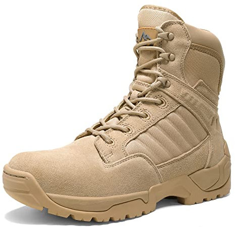 NORTIV 8 Herren Security Tactical Einsatzstiefel Boot Zipper Militär Kampfstiefel Springerstiefel,Size 46,Sand D,Desert