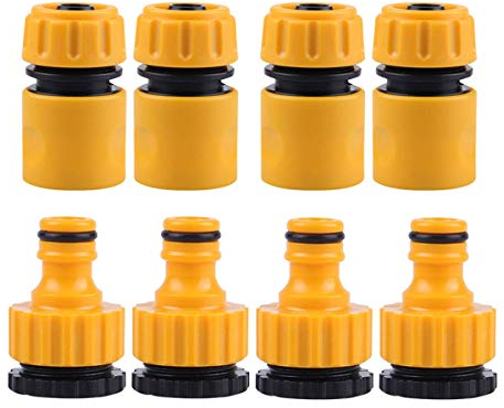 BuxiuGK 8 Pièces Kit de Raccords Tuyau d'Arrosage en Plastique,4 Pièces Raccords Tuyau Rapides 1/2,4 Pièces Connecteurs de Robinet Fileté 2 en 1 de 3/4 Pouce et 1/2 Pouce