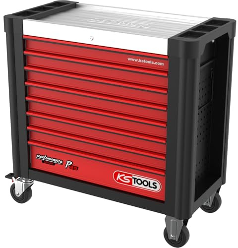KS Tools 873.3008 PERFORMANCEplus P25 SCHWARZ/ROT Werkstattwagen mit 8 Schubladen
