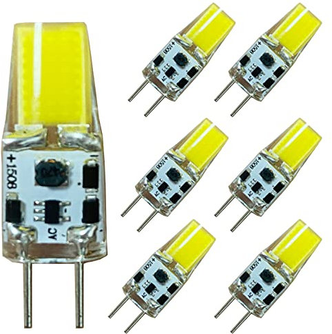 WorldDecorations LED GY6.35 Lampadina 5W Equivalente a 50W Lampada Alogena, 500LM, Nessun Sfarfallio, Non Dimmerabile, AC/DC 12V Confezione da 7 Pezzi (Bianco Caldo 3000k)