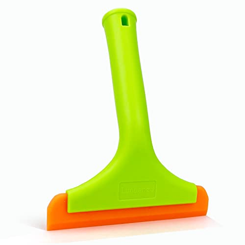 Lunbengo Glass Squeegee with Soft Silicone Blade, Streak-free Shower Squeegee, for Window, Mirrors, Bathroom Door, Car Windshield, Window Tinting Film Application, 19 x 15 cm, Light Green
