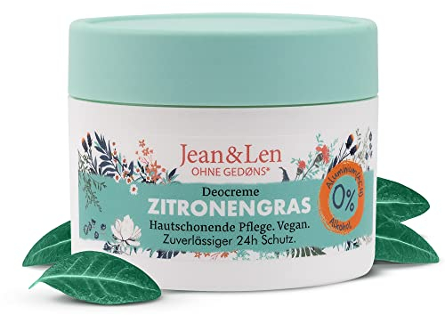 Jean & Len Deocreme Zitronengras, bis zu 24h zuverlässiger Schutz, praktische Reisegröße, lässt sich leicht auftragen, belebender Duft, Festes Deo, ohne Aluminium & Alkohol, vegan, 50 ml