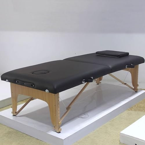 Table de Massage Pliante 80 cm Largeur, Pliante Lit de Massage Professionnel en 2 Sections en Bois Massif Table Canapé Cosmetique Thérapie, Disponible en Plusieurs Tailles ( Color : Black , Size : 185
