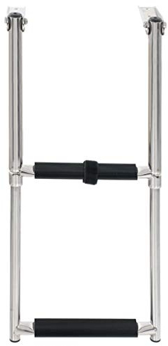Loibinfen Folding Boarding Ladder for Wwimming Pool, Boat and Other Mounting Platform, High Strength Stainless Steel Telescopic Boarding Ladder, 2-Step Stainless Steel