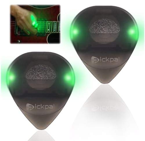auvstar Leuchtender Gitarren-Bass-Pick Leuchtende Hochwertige Plektren für Gitarre Automatisches LED-Beleuchtetes Gitarrenplektrum Leuchtendes Bunt Beleuchtet Gitarren-Plektrum(Stil B, Grün 2St)