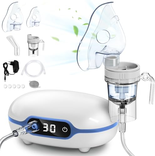 Sentasi Inhalationsgerät für Erwachsene,Digitalanzeige Kompressor Vernebler Inhaliergerät Kinder Baby,stumm Elektrische Inhalator mit Mundstück und Schlauch Behandlung von Husten und Asthma zuhause