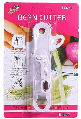 Grön bönskivare, praktisk bönskärare i plast med blad i rostfritt stål, multifunktionell lång bönskärare grön bönskärare grönsaksskivare skärare