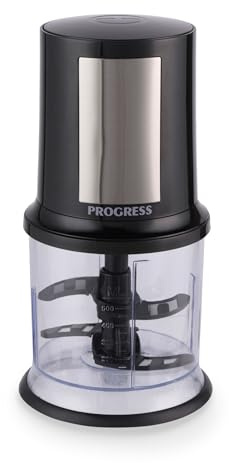 Progress EK5879P Electric Food Chopper – Compact Food Processor, 500ml Chopping Bowl, Multifunctional Vegetable Chopper, Detachable Stainless Steel Twin Blade, One-Touch Operation, Non-Slip Base, 400W