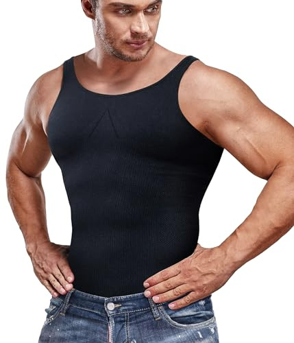 Junlan Men Compression Shirt Vest Slimming Body Shaper Seamless Undershirts Shapewear Workout Tank Tops